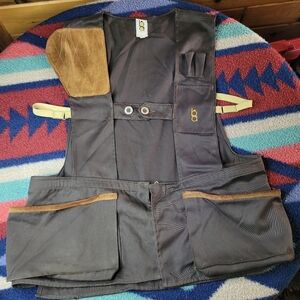 Vtg Bob Allen Sportswear Shooting Vest Mens Large Brown Padded Shoulder Hunting
